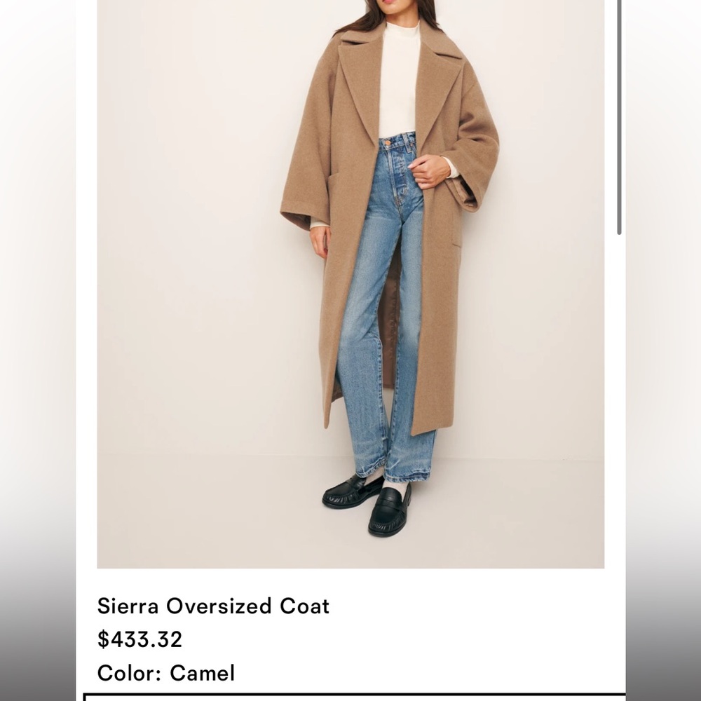 Reformation Sierra Oversized Coat in Camel - Picture 3 of 12